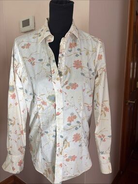 Vintage ORVIS women’s cotton floral button down shirt top size 8